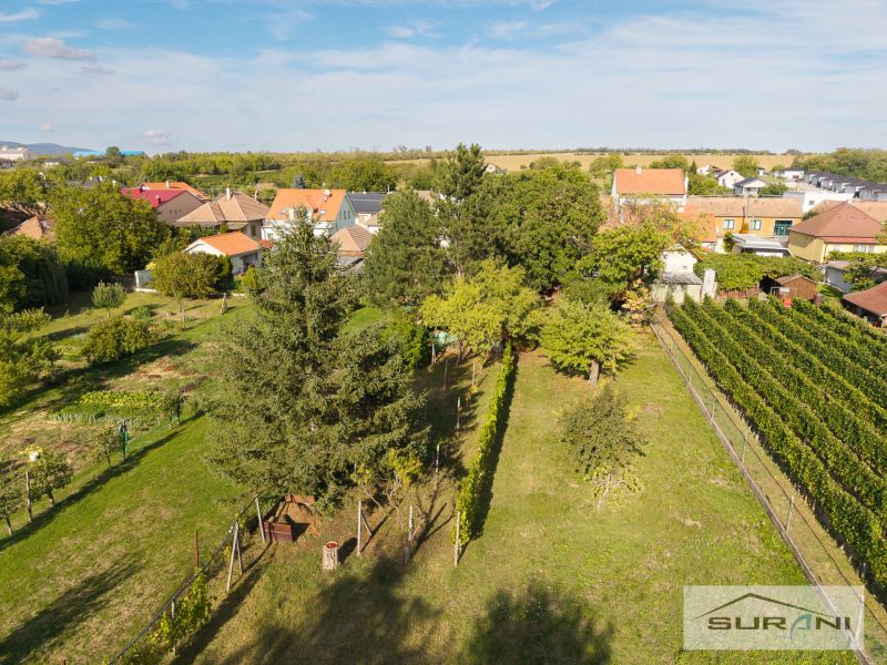 Rodinný dům ve Štefanové na Hlavní ulici obklopený zahradami a vinicemi.