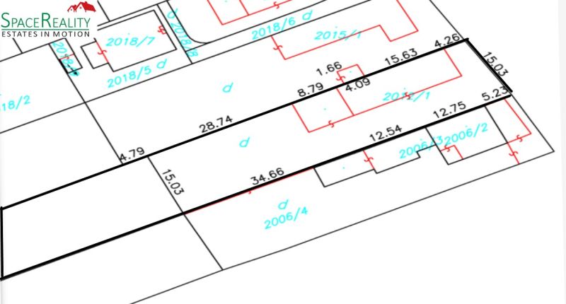 Katastrální mapa pozemků určených k bydlení na Hlavní ulici ve Viničném.