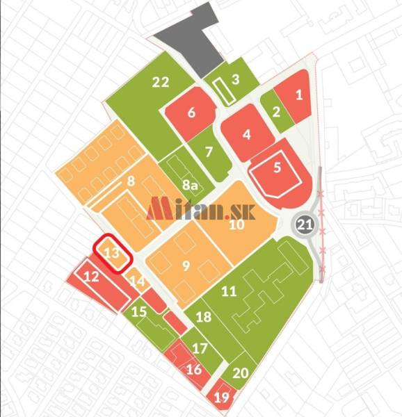 predaj, pozemky pre bytovú výstavbu-športový areál, CENTRO Čierna Voda - mapa